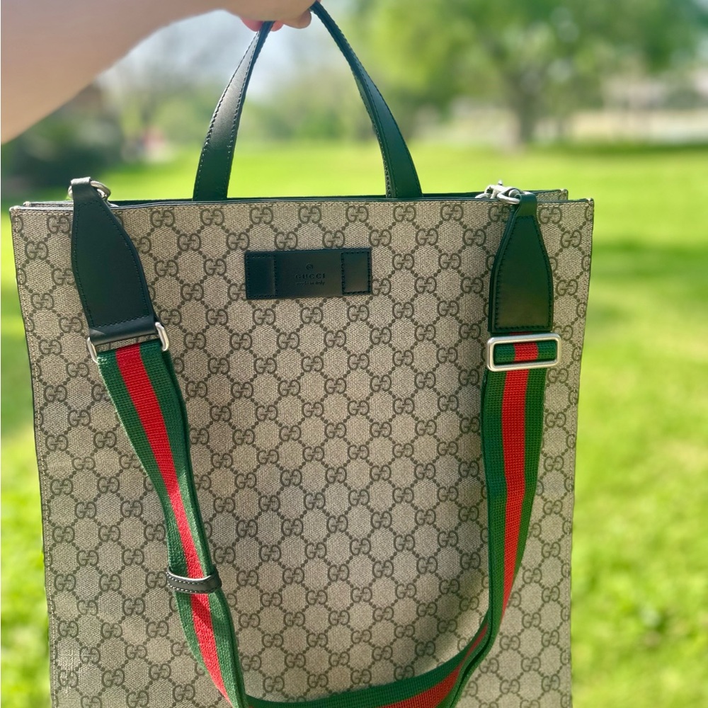 Soft GG Supreme Monogram Web Vertical Tote Bag